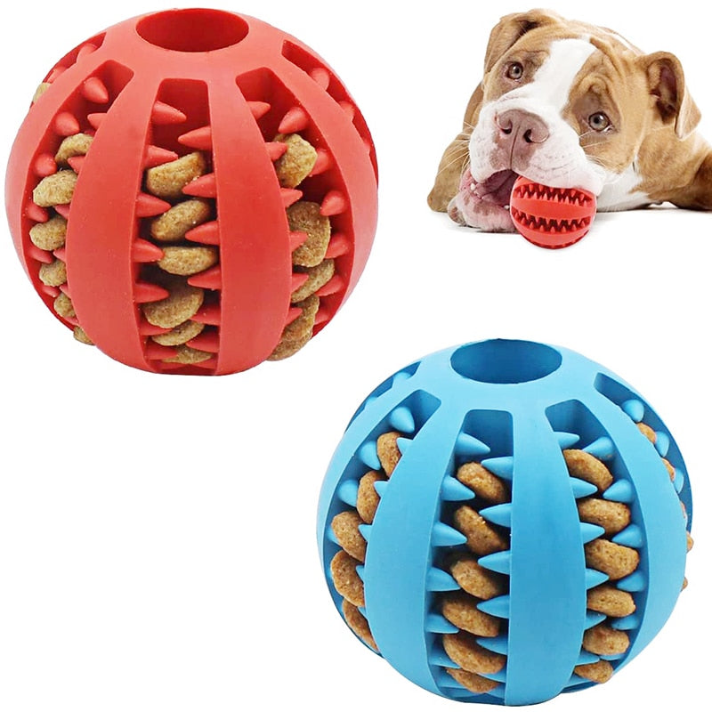 Dogs Rubber Chew and Teething Ball Toy for Cleaning Teeth, also a Slow Feeder.