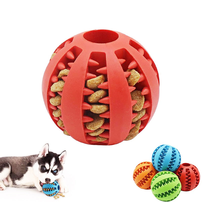 Dogs Rubber Chew and Teething Ball Toy for Cleaning Teeth, also a Slow Feeder.