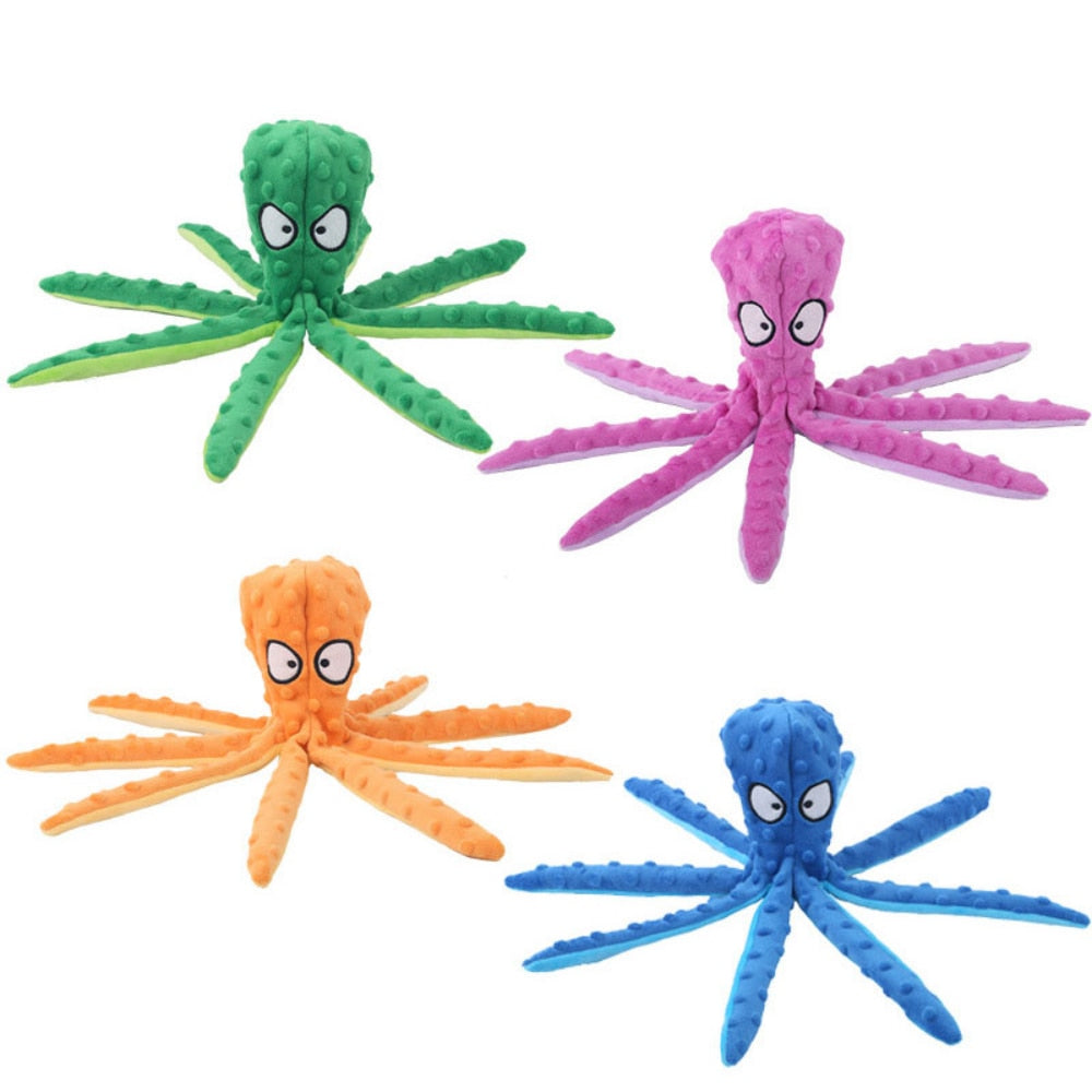 Plush Octopus Shell Puzzle. Bite Resistant Interactive Chew Toy.